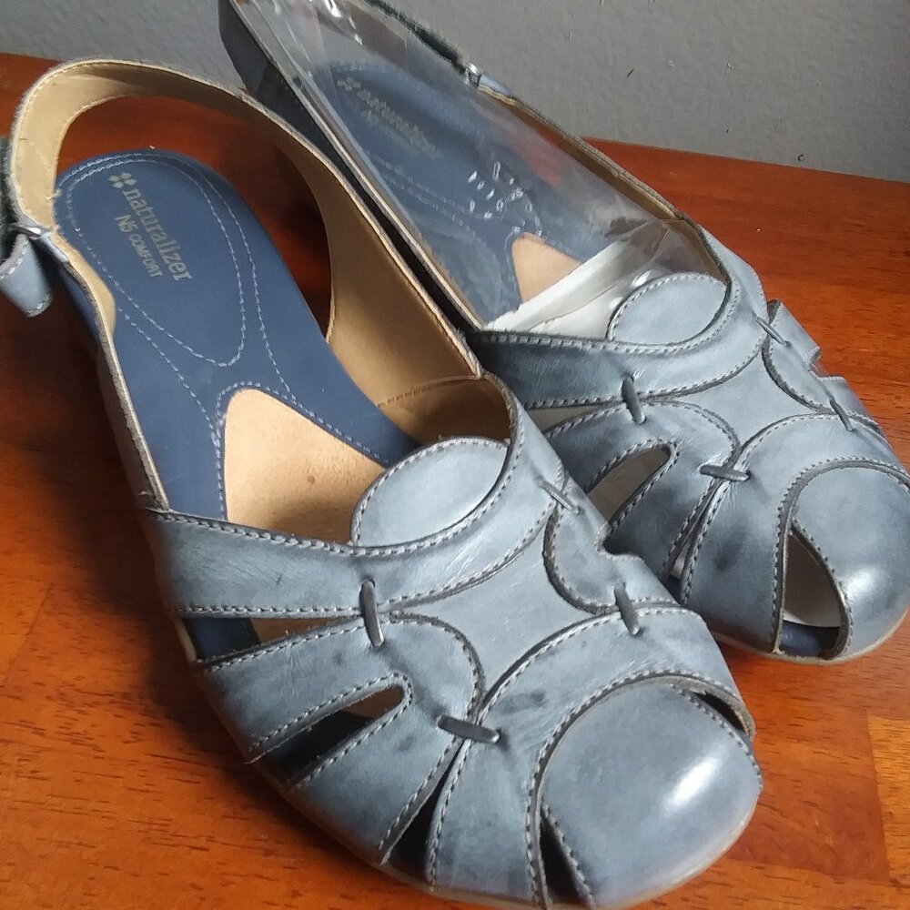 NWOT Women's Naturalizer N5 Comfort Sandals Cyrus Gray Leather Slingback 10M